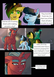 Size: 1280x1833 | Tagged: safe, artist:tillie-tmb, derpibooru import, oc, oc:meadow lark, oc:tempest, earth pony, pony, unicorn, comic:the amulet of shades, female, mare, srtallion