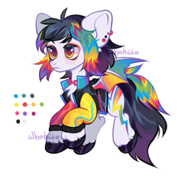 Size: 1788x1777 | Tagged: safe, artist:whohwo, derpibooru import, oc, oc only, bat pony, pony, bat pony oc, chains, chest fluff, clothes, ear piercing, male, piercing, simple background, solo, stallion, unshorn fetlocks, white background, wings