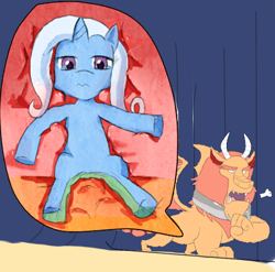 Size: 482x477 | Tagged: safe, artist:pizzle, derpibooru import, trixie, manticore, pony, unicorn, no second prances, burp, crying, female, internal, mare, stomach acid, vore