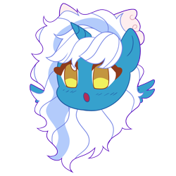 Size: 1908x1908 | Tagged: safe, artist:spotenyx, derpibooru import, oc, oc:fleurbelle, alicorn, alicorn oc, blushing, bow, female, golden eyes, hair bow, horn, mare, simple background, surprised, transparent background, wings