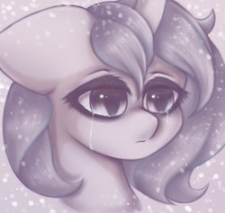 Size: 854x811 | Tagged: safe, artist:saltyvity, derpibooru import, princess luna, alicorn, pony, big eyes, crying, cute, depressed, depression, fanart, gray background, head turn, sad, simple background, snow, solo