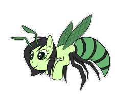 Size: 1340x1080 | Tagged: safe, artist:happy harvey, derpibooru import, oc, oc:anon filly, bee, bee pony, insect, original species, antennae, cute, drawn on phone, ear fluff, ears, female, filly, foal, insect wings, simple background, species swap, transparent background, wasp, wings