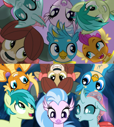 Size: 1240x1390 | Tagged: safe, derpibooru import, edit, edited screencap, screencap, gallus, ocellus, sandbar, silverstream, smolder, yona, classical hippogriff, dragon, earth pony, griffon, hippogriff, yak, friendship university, uprooted, comparison, cute, diaocelles, diastreamies, gallabetes, looking down, looking up, sandabetes, smolderbetes, student six, the place where we belong, yonadorable