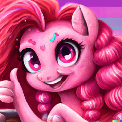 Size: 1024x1024 | Tagged: safe, derpibooru import, machine learning generated, pinkie pie, pony, hand, smiling, thumbs up, wrong eye color