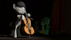 Size: 1280x720 | Tagged: safe, artist:botxs, derpibooru import, bon bon, dj pon-3, lyra heartstrings, octavia melody, sweetie drops, vinyl scratch, 3d, cello, musical instrument