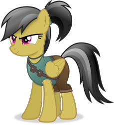 Size: 3198x3495 | Tagged: safe, artist:anime-equestria, derpibooru import, daring do, pegasus, clothes, female, jewelry, mare, necklace, ponytail, pouch, simple background, smiling, solo, tomb raider, transparent background, vector, wings