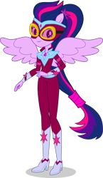 Size: 2436x4200 | Tagged: safe, artist:dustinwatsongkx, derpibooru import, edit, sci-twi, twilight sparkle, equestria girls, movie magic, spoiler:eqg specials, clothes, costume, female, ponied up, power ponies, simple background, solo, transparent background, vector, vector edit, wings