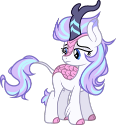 Size: 902x967 | Tagged: safe, artist:sirrainium, derpibooru import, oc, oc only, oc:halcyon, oc:halcyon (across the divide), kirin, pony, fallout equestria, eyebrows, fallout equestria: across the divide, female, frown, kirin oc, lidded eyes, looking back, mare, simple background, solo, transparent background, vector