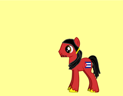 Size: 830x650 | Tagged: safe, artist:nogirl70, derpibooru import, pony, pony creator, cuba, male, nation ponies, ponified, simple background, solo, yellow background