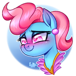 Size: 959x961 | Tagged: safe, artist:kannakiller, derpibooru import, cup cake, earth pony, pony, apron, blushing, canon, clothes, digital art, ear piercing, earring, female, heart, heart eyes, jewelry, love, mare, piercing, sketch, solo, solo female, wingding eyes