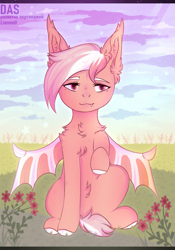 Size: 1077x1540 | Tagged: safe, artist:liannell, derpibooru import, oc, oc:morganite shatter, bat pony, pony, solo