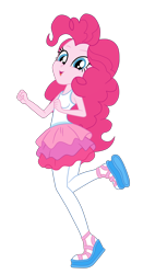 Size: 1900x3345 | Tagged: safe, artist:gmaplay, derpibooru import, pinkie pie, better together, equestria girls, super squad goals, clothes, open mouth, pantyhose, rah rah skirt, shoes, simple background, skirt, sleeveless, solo, tanktop, transparent background