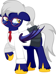 Size: 1920x2529 | Tagged: safe, artist:alexdti, derpibooru import, oc, oc only, bat pony, pony, clothes, ears, female, floppy ears, glasses, mare, necktie, shirt, simple background, skirt, solo, transparent background