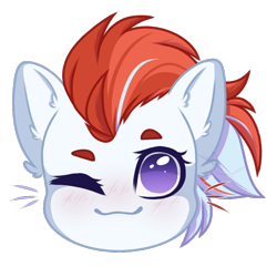 Size: 694x670 | Tagged: safe, artist:purplegrim40, derpibooru import, oc, oc only, earth pony, pony, bust, commission, ear fluff, ears, earth pony oc, one eye closed, simple background, smiling, transparent background, wink, ych result