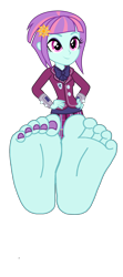 Size: 2653x6000 | Tagged: safe, artist:xebck, derpibooru import, edit, sunny flare, equestria girls, friendship games, absurd resolution, barefoot, bowtie, clothes, crystal prep academy, crystal prep academy uniform, crystal prep shadowbolts, eyeshadow, feet, female, fetish, foot fetish, foot focus, hand on hip, makeup, nail polish, pleated skirt, school uniform, simple background, skirt, soles, solo, toenail polish, toes, transparent background, vector, wristband