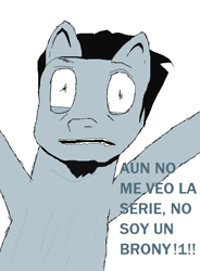 Size: 612x830 | Tagged: safe, artist:keithredpole616, derpibooru import, oc, earth pony, pony, 1000 hours in ms paint, facial hair, irony, solo, spanish, text