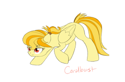 Size: 1236x818 | Tagged: safe, artist:alicemaple, derpibooru import, edit, oc, oc only, oc:coralburst, pegasus, pony, cropped, female, mare, offspring, parent:braeburn, parent:lightning dust, parents:braedust, simple background, solo, transparent background