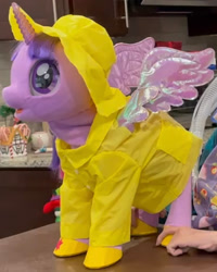 Size: 445x555 | Tagged: safe, derpibooru import, twilight sparkle, twilight sparkle (alicorn), alicorn, pony, clothes, rain hat, raincoat, robotwi, toy