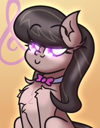 Size: 3060x3900 | Tagged: safe, artist:iceflower99, derpibooru import, octavia melody, earth pony, chest fluff, ear fluff, ears, eye clipping through hair, necktie, purple eyes, simple background, solo, video at source, video in description