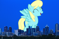 Size: 2048x1365 | Tagged: safe, artist:the-bitterman, artist:thegiantponyfan, derpibooru import, sassaflash, pegasus, pony, background pony, city, dallas, female, giant pegasus, giant pony, giantess, highrise ponies, irl, macro, mare, mega giant, night, photo, ponies in real life, solo, texas