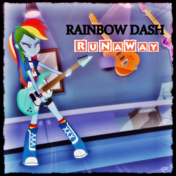 Size: 1080x1080 | Tagged: safe, derpibooru import, edit, edited screencap, screencap, rainbow dash, equestria girls, rainbow rocks, album, album cover, avril lavigne, clothes, drums, musical instrument, rock, shorts, single