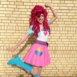 Size: 1080x1080 | Tagged: safe, artist:nedlydeadly cosplay, derpibooru import, pinkie pie, human, equestria girls, clothes, cosplay, costume, irl, irl human, one leg raised, photo, solo