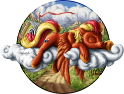 Size: 528x400 | Tagged: safe, artist:da-exile, derpibooru import, oc, oc:rum, pegasus, pony, cloud, male, sleeping, solo