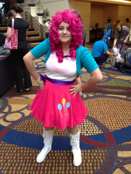 Size: 2121x2828 | Tagged: safe, artist:gamerspax, derpibooru import, pinkie pie, princess celestia, dog, human, equestria girls, babscon, babscon 2015, clothes, converse, cosplay, costume, high res, irl, irl human, photo, shoes