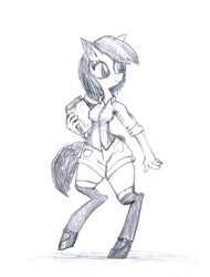 Size: 723x951 | Tagged: safe, artist:sanfin, derpibooru import, oc, oc only, anthro, earth pony, unguligrade anthro, book, clothes, earth pony oc, female, simple background, sketch, smiling, solo, traditional art, white background