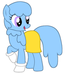 Size: 868x921 | Tagged: safe, artist:rainysweet, derpibooru import, oc, oc:mary janes, earth pony, pony, g4, blue hair, blue mane, blue tail, clothes, cute, earth pony oc, female, gloves, mare, marybetes, open mouth, open smile, purple eyes, raised hoof, raised leg, simple background, skirt, smiling, solo, sweater, tail, transparent background, yellow skirt