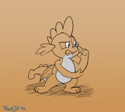 Size: 2000x1800 | Tagged: safe, artist:rupertbluefox, derpibooru exclusive, derpibooru import, spike, dragon, limited palette, male, newbie artist training grounds, open mouth, sketch, winged spike, wings