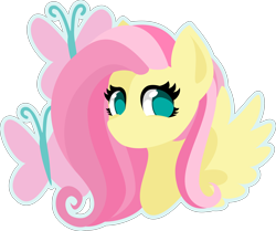 Size: 4774x4000 | Tagged: safe, artist:up1ter, derpibooru import, fluttershy, pegasus, pony, bust, cute, cutie mark background, daaaaaaaaaaaw, female, lineless, outline, portrait, shyabetes, simple background, solo, transparent background