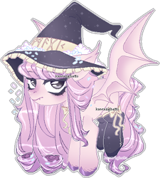 Size: 448x497 | Tagged: safe, artist:kawaiighetto, derpibooru import, oc, oc only, bat pony, pony, base used, bat pony oc, bat wings, clothes, eyelashes, female, hat, mare, simple background, socks, solo, transparent background, wings, witch hat