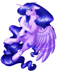 Size: 1500x1886 | Tagged: safe, artist:purplegrim40, derpibooru import, oc, oc only, alicorn, pony, alicorn oc, colored hooves, female, flying, grin, horn, mare, simple background, smiling, solo, transparent background, wings