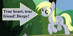 Size: 840x420 | Tagged: safe, derpibooru import, edit, edited screencap, screencap, derpy hooves, rock solid friendship, caption arrow, cropped, cute, derpabetes, lord of the rings, return of the king, text, tree