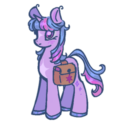 Size: 489x489 | Tagged: safe, artist:imperceiveable, derpibooru import, twilight sparkle, unicorn twilight, pony, unicorn, alternate design, bag, coat markings, female, mare, redesign, saddle bag, simple background, solo, white background