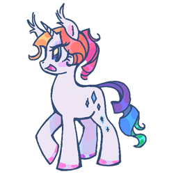 Size: 571x571 | Tagged: safe, artist:imperceiveable, derpibooru import, rarity, pony, unicorn, alternate design, alternate hairstyle, female, mare, multicolored hair, rainbow hair, redesign, simple background, solo, white background