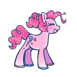 Size: 568x568 | Tagged: safe, artist:imperceiveable, derpibooru import, pinkie pie, earth pony, pony, alternate design, female, freckles, mare, redesign, simple background, solo, white background