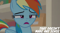 Size: 1280x720 | Tagged: safe, derpibooru import, edit, edited screencap, editor:quoterific, screencap, rainbow dash, pegasus, pony, season 8, the end in friend, spoiler:s08, female, mare, open mouth, school of friendship, solo, text