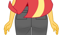 Size: 3000x1618 | Tagged: safe, artist:keronianniroro, derpibooru import, sunset shimmer, equestria girls, bunset shimmer, butt, butt only, camp everfree outfits, clothes, shorts, simple background, solo, transparent background, vector