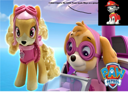 Size: 2424x1744 | Tagged: safe, artist:mandapanda toy collector, artist:thegamerpainter, derpibooru import, edit, screencap, oc, dog, pony, 1000 hours in ms paint, 3d, barely pony related, cockapoo, dalmatian, edited photo, helicopter, logo, marshall (paw patrol), paw patrol, photo, ponified, puppy, simple background, sky, skye (paw patrol), solo, youtube, youtube link in the description