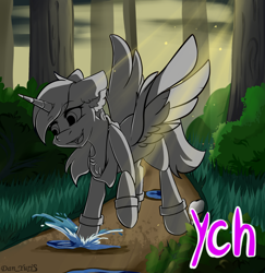 Size: 1500x1541 | Tagged: safe, artist:yuris, derpibooru import, oc, oc only, pony, auction, auction open, cute, forest, smiling, solo, ych sketch