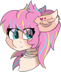 Size: 4921x5777 | Tagged: safe, artist:skylarpalette, derpibooru import, oc, oc only, oc:bijou butterfly, earth pony, fluffy pony, pony, bust, chest fluff, cute, ear fluff, ear piercing, ears, earth pony oc, female, fluffy, full color, mare, piercing, pink, shading, simple background, transparent background