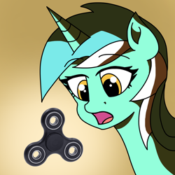 Size: 2000x2000 | Tagged: safe, artist:artevi, derpibooru import, lyra heartstrings, pony, unicorn, discovery, female, fidget spinner, mare, newbie artist training grounds, open mouth, solo