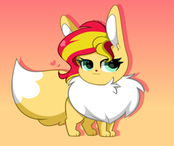 Size: 3096x2604 | Tagged: safe, artist:kittyrosie, derpibooru import, part of a set, sunset shimmer, equestria girls, cute, eevee, gradient background, pokefied, pokémon, shimmerbetes, solo