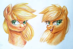 Size: 2048x1390 | Tagged: safe, artist:tigra0118, derpibooru import, applejack, earth pony, pony, solo, traditional art