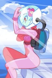 Size: 1280x1920 | Tagged: safe, artist:drantyno, derpibooru import, lyra heartstrings, equestria girls, cloud, female, ocean, scuba gear, sitting, sky, solo, water, wetsuit