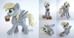 Size: 2300x1200 | Tagged: safe, artist:meplushyou, derpibooru import, derpy hooves, pegasus, pony, female, food, irl, mare, muffin, photo, plushie, solo