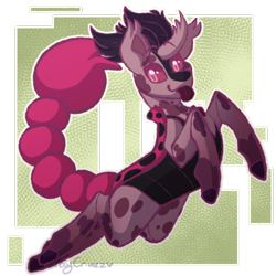 Size: 500x500 | Tagged: safe, artist:catboycrimez, derpibooru import, oc, changedling, changeling, purple changeling, scorpion changeling, solo, tongue, tongue out