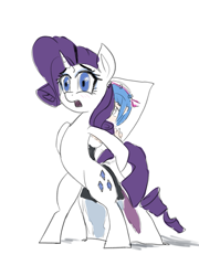 Size: 1751x2429 | Tagged: artist needed, source needed, safe, derpibooru import, rarity, pony, unicorn, bipedal, body pillow, hiding, solo